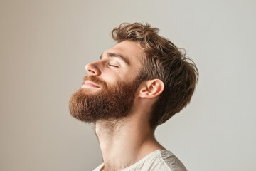 Fototapeta premium A close up of a man's face with her eyes closed