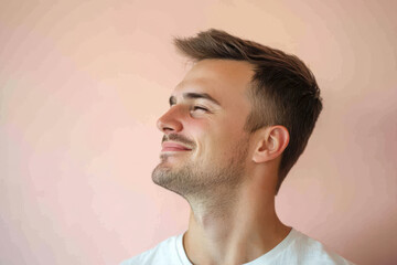 Fototapeta premium A close up of a man's face with her eyes closed