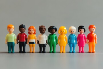 A Line of Multicolored Plastic Toy People