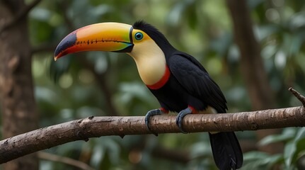 Fototapeta premium Beautiful toucan sitting on tree.generative.ai
