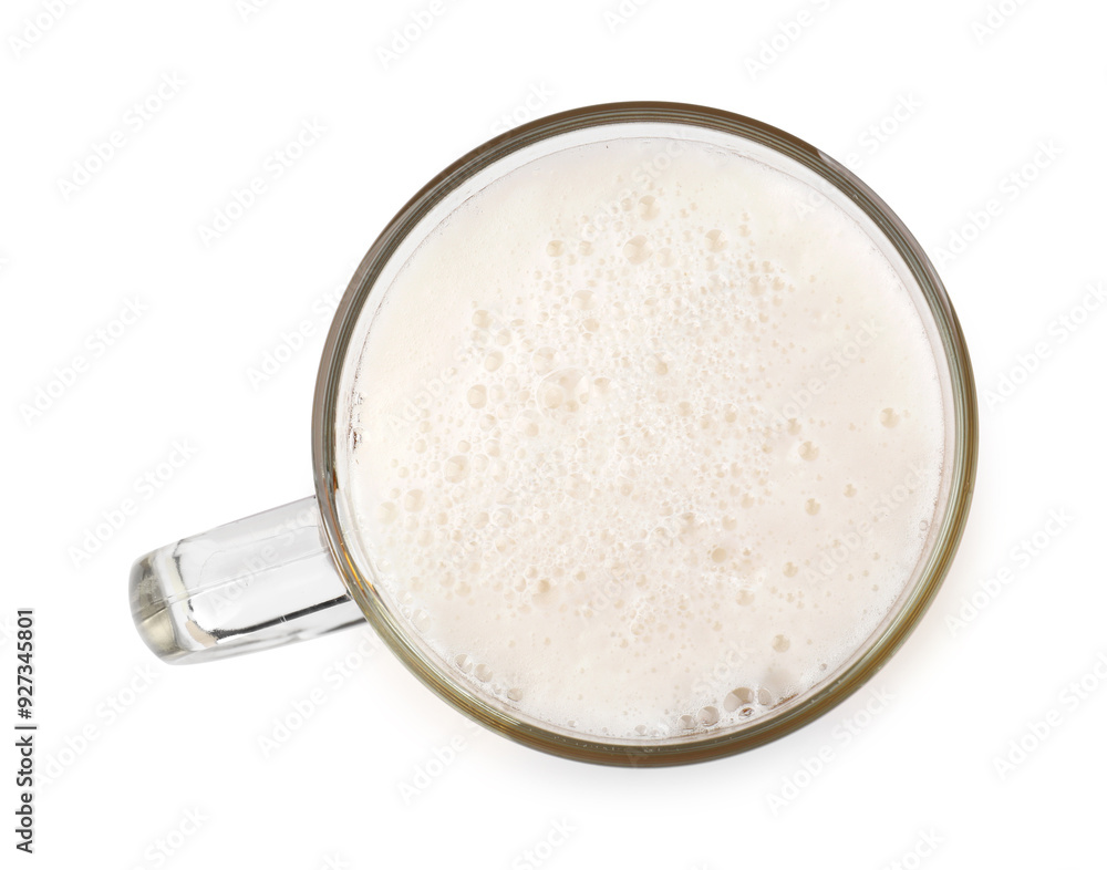 Canvas Prints glass mug of beer isolated on white, top view