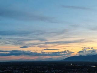 sunset in the city