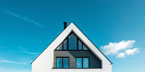 Architectural Design: White House with Steep Roof and Skylight
