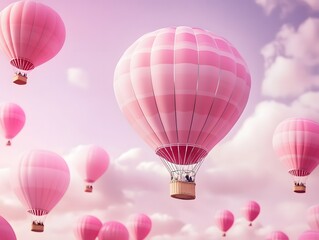 Naklejka premium pink hot air balloon background