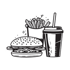 Fast food and drink image vector  on white background