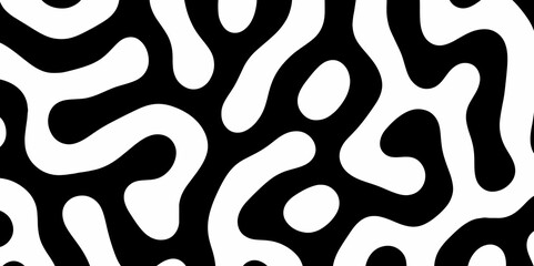 Abstract Turing organic wallpaper with background. Turing reaction diffusion monochrome seamless pattern with chaotic motion. Natural seamless line pattern. Linear design with biological shapes.