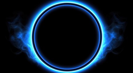 Obraz premium Glowing Blue Circular Energy Ring with Smoky Effect on Dark Background