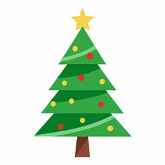 Christmas tree isolated   silhouette  vector illustration