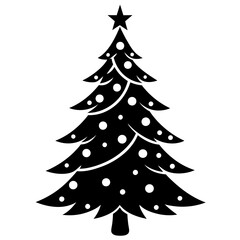 Christmas tree isolated   silhouette  vector illustration