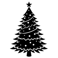 Christmas tree isolated   silhouette  vector illustration