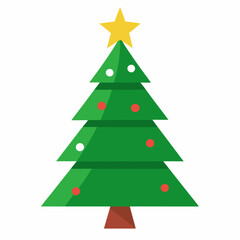 Christmas tree isolated   silhouette  vector illustration