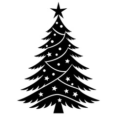 Christmas tree isolated   silhouette  vector illustration