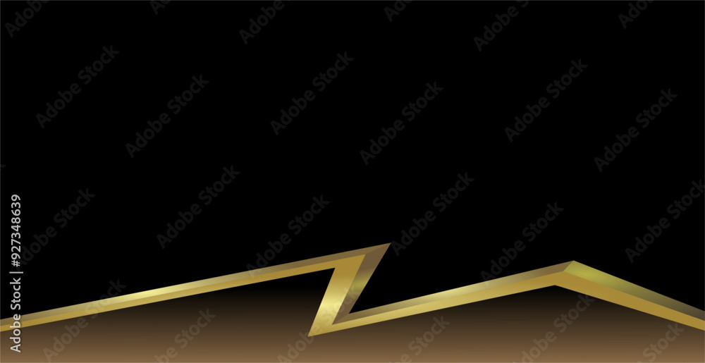 Poster composition of empty space, zig zag lines and geometric abstract fields with gradations of gold, bro
