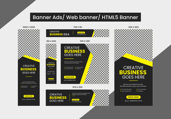 New Creative Corporate Technology with Blue Business Banner Ads, Web Banners or Google ads Banner Design Template