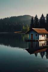 Fototapeta premium house on the lake