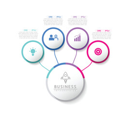 Vector infographic business presentation template with circular interconnection with 4 options.