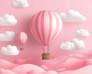 pink hot air balloon background