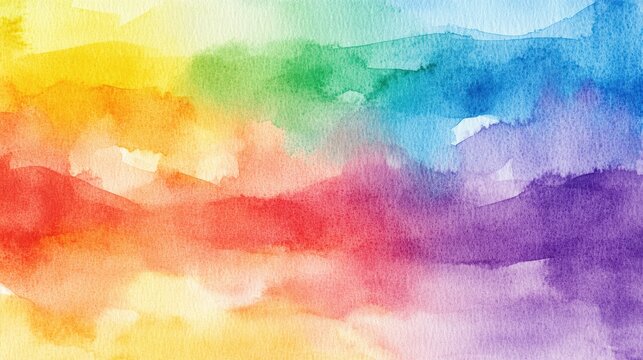 A vibrant watercolor background featuring a blend of rainbow colors.