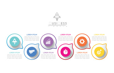 Vector infographic business presentation template with circular interconnection with 6 options.