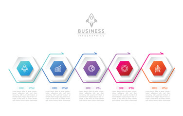 Vector infographic business presentation template connected with 5 options