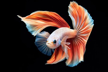 Fototapeta premium Artful capture of a rare colorful fish swimming gracefully against a dark backdrop