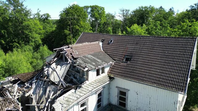 house ruins in a closeup