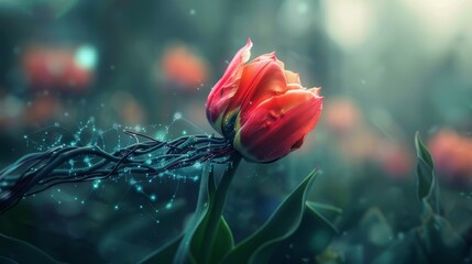 Techno-Tulip: Nature's Evolution in a Futuristic Blend of Technology and Botany