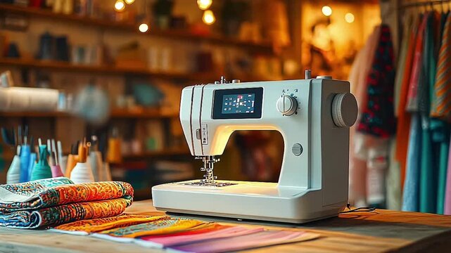 Fashion design studion work area for sewing and creating clothing