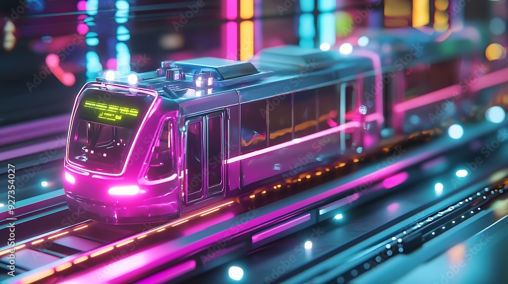 Poster high-tech urban transportation network with ai-optimized routes and autonomous vehicles