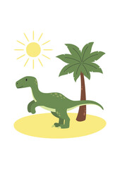 Cute vector childish illustration with allosaurus