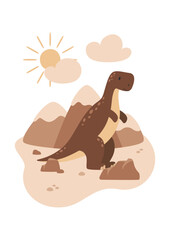 Cute vector childish illustration with T-Rex