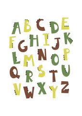 Vector poster with dinosaur alphabet for kids