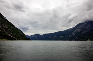 View over the Eidfjord, a fjord in Norway.