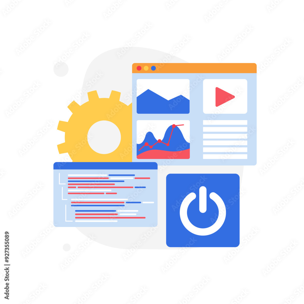 Aufkleber vector illustration of ux web design interface elements, showcasing various tools.