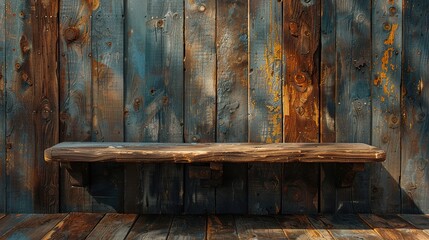 A wooden square display stage provides a simple, clean background for presentations.