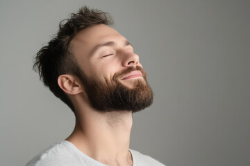 Obraz premium A close up of a man's face with her eyes closed