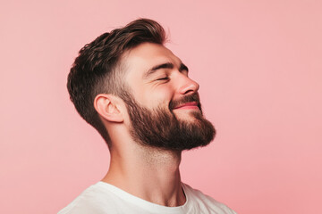 Fototapeta premium A close up of a man's face with her eyes closed