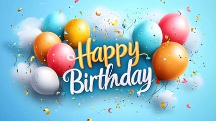 Vibrant Birthday Celebration with Balloons and Confetti