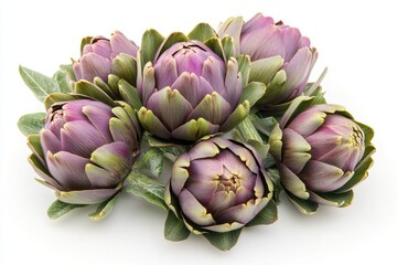 Obraz premium Close-up of elegantly arranged artichokes on a neutral background