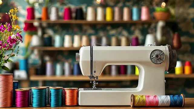 Fashion design studion work area for sewing and creating clothing