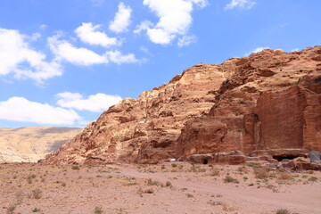Fototapeta premium Royal Tombs in Petra, Jordan. Petra is the main attraction of Jordan. Petra is included in the UNESCO heritage list.
