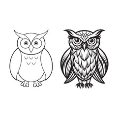 Minimalist Owl Outline Silhouette Vector Art for Logos.