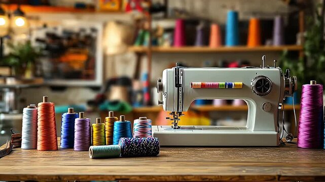 Fashion design studion work area for sewing and creating clothing
