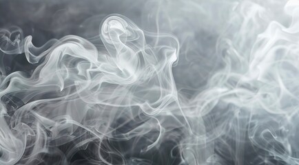 Obraz premium White flowing smoke on gray background.
