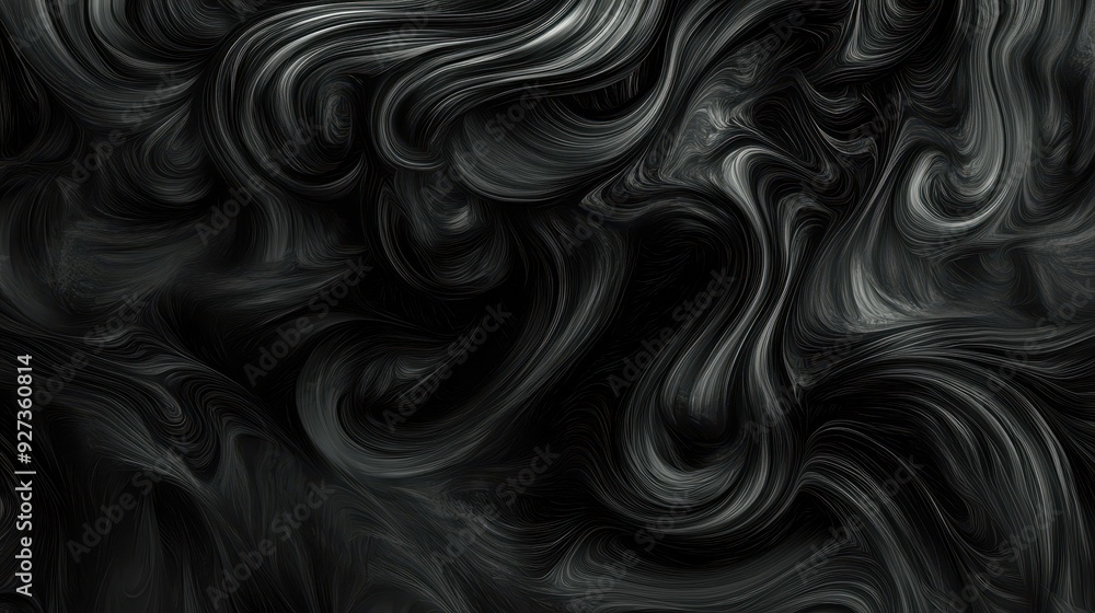 Poster abstract black swirling patterns creating a fluid, dynamic texture.
