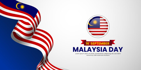 Malaysia Day background for presentation and banner design with waving flag illustration