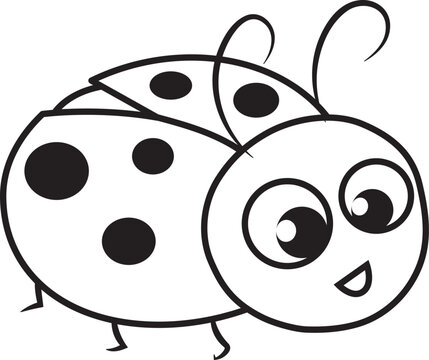 recommend clip art: Cute cartoon insects line art coloring. Ladybug vector illustration coloring page