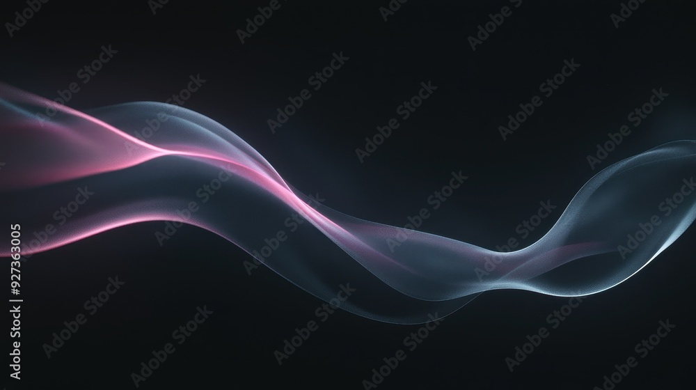 Poster abstract flowing waves with soft gradients and a dark background.
