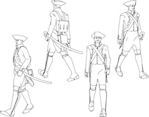 Vector sketch illustration design of soldiers in royal era uniforms preparing for battle with sword weapons