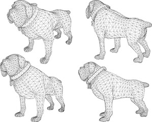 Vector sketch illustration design of a pet bulldog dog with a collar as a house guard